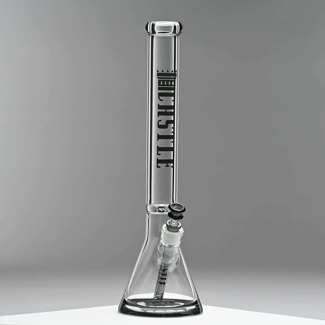 18" 9mm Thick Glass Beaker Bong with Colored Logo