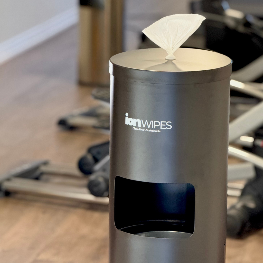 Gym Wipes with Stainless Steel Floor Stand Dispenser - 3200 Wipes (4 x 800)