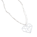 Double Strand Necklace With Heart Pendant In Silver Plate