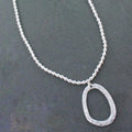 Silver Ball Necklace With Oval  Pendant In Silver Plate