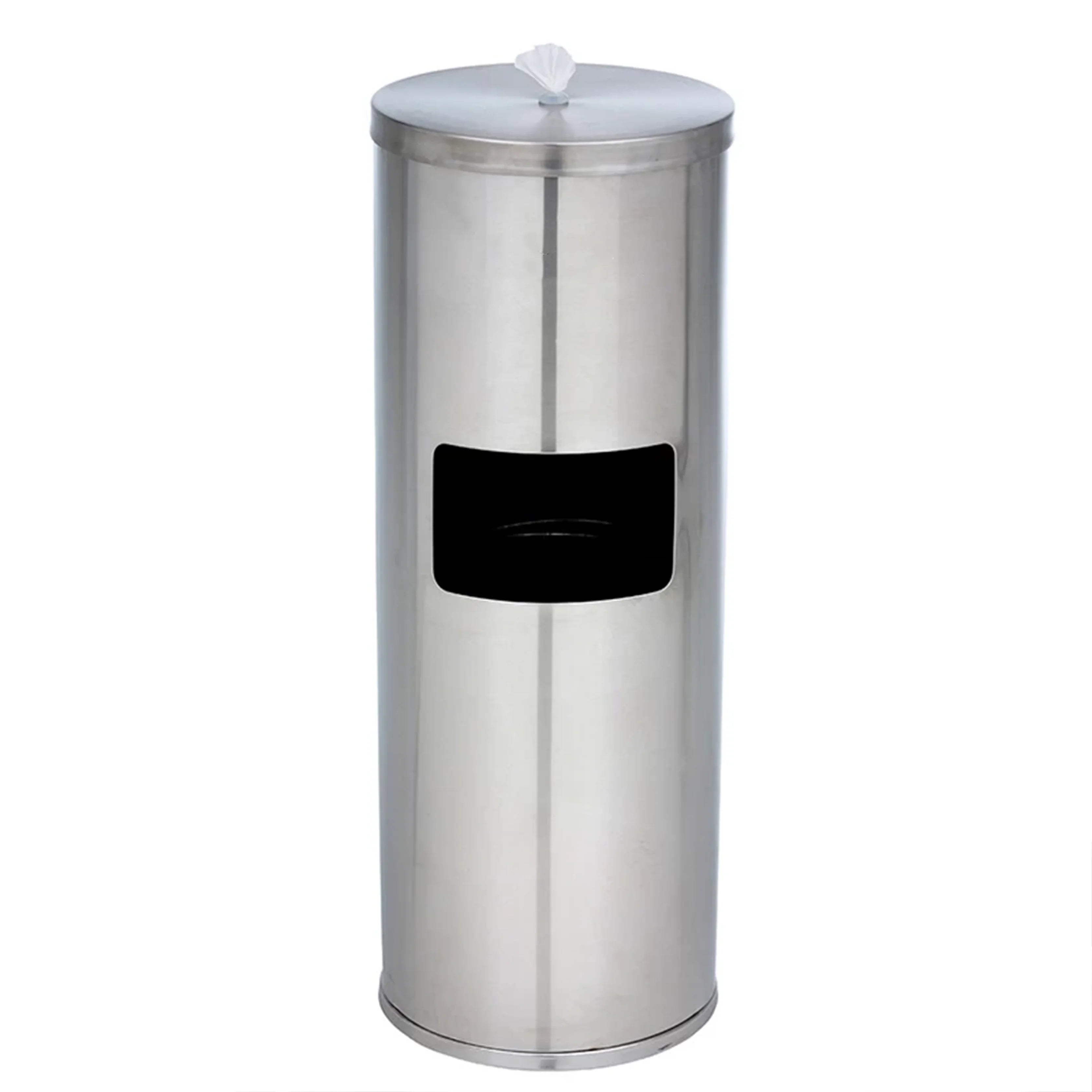 Stainless Steel Floor Stand Dispenser For Wet Wipes with Built In Trash Can - Silver