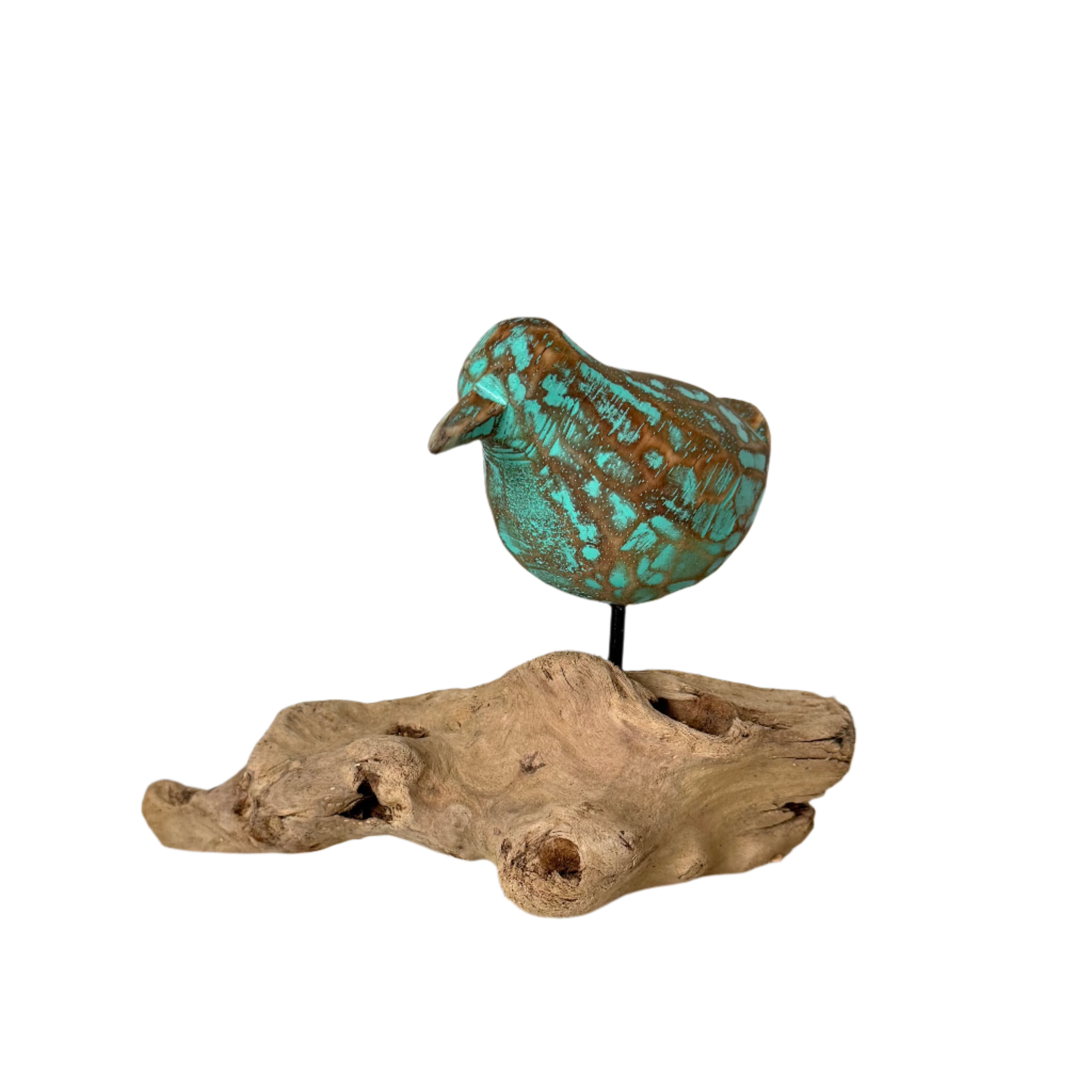 Driftwood Bird Decor - Turquoise
