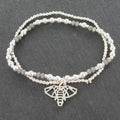 Double Strand Bracelet With Elephant Pendant In Silver Plate