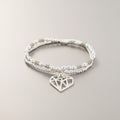 Double Strand Bracelet With Heart Pendant In Silver Plate