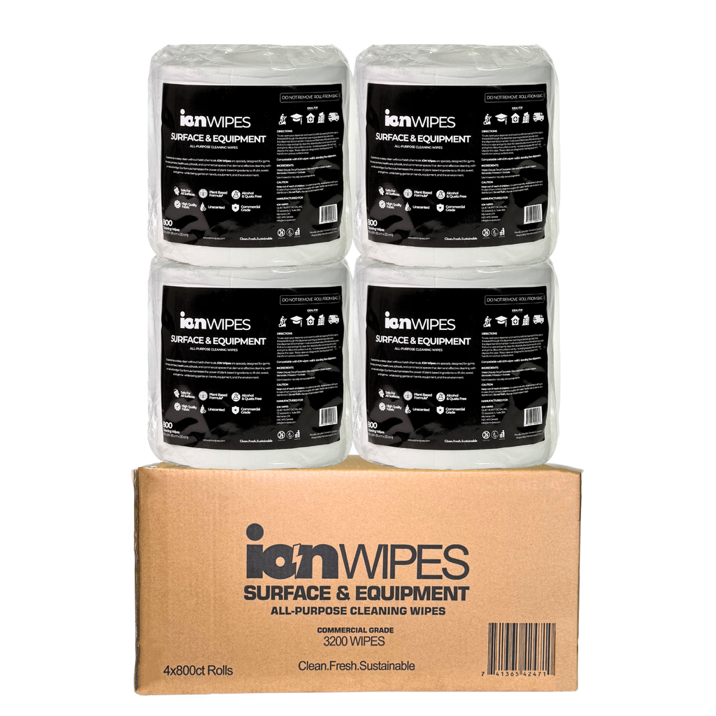 Gym Wipes with Stainless Steel Floor Stand Dispenser - 3200 Wipes (4 x 800)