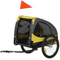 Aosom Medium Dog Bike Trailer with Hitch Coupler Quick Release Wheels Reflectors Flag Yellow
