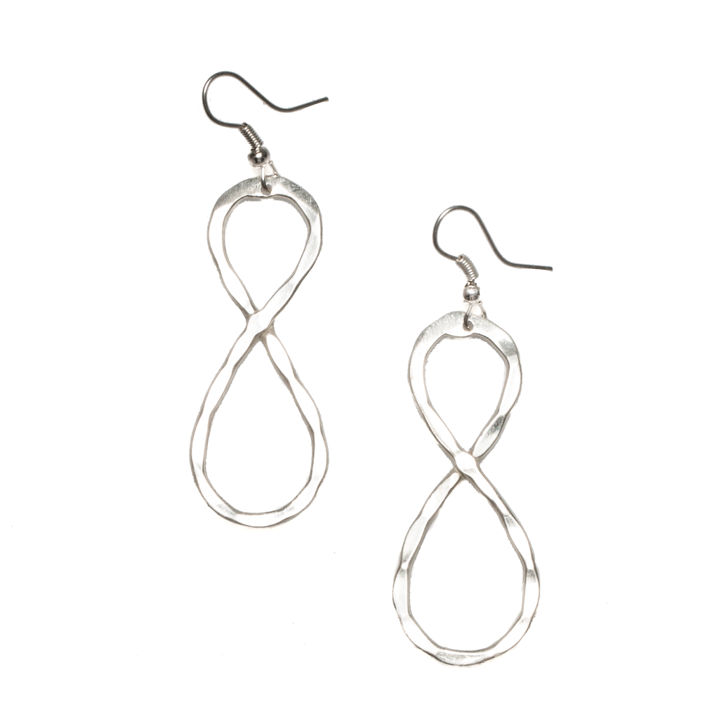 Twisted Loop Metal Earrings - Silver Colour