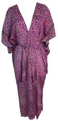 PRC6191 Avatar Long Pure Silk Kimono Sleeved Duster with Belt