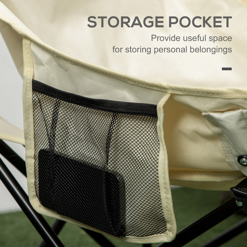 Outsunny Folding Camping Chair Lightweight Portable Chair for Outdoor Hiking Backpacking with Carry Bag Side Pocket White