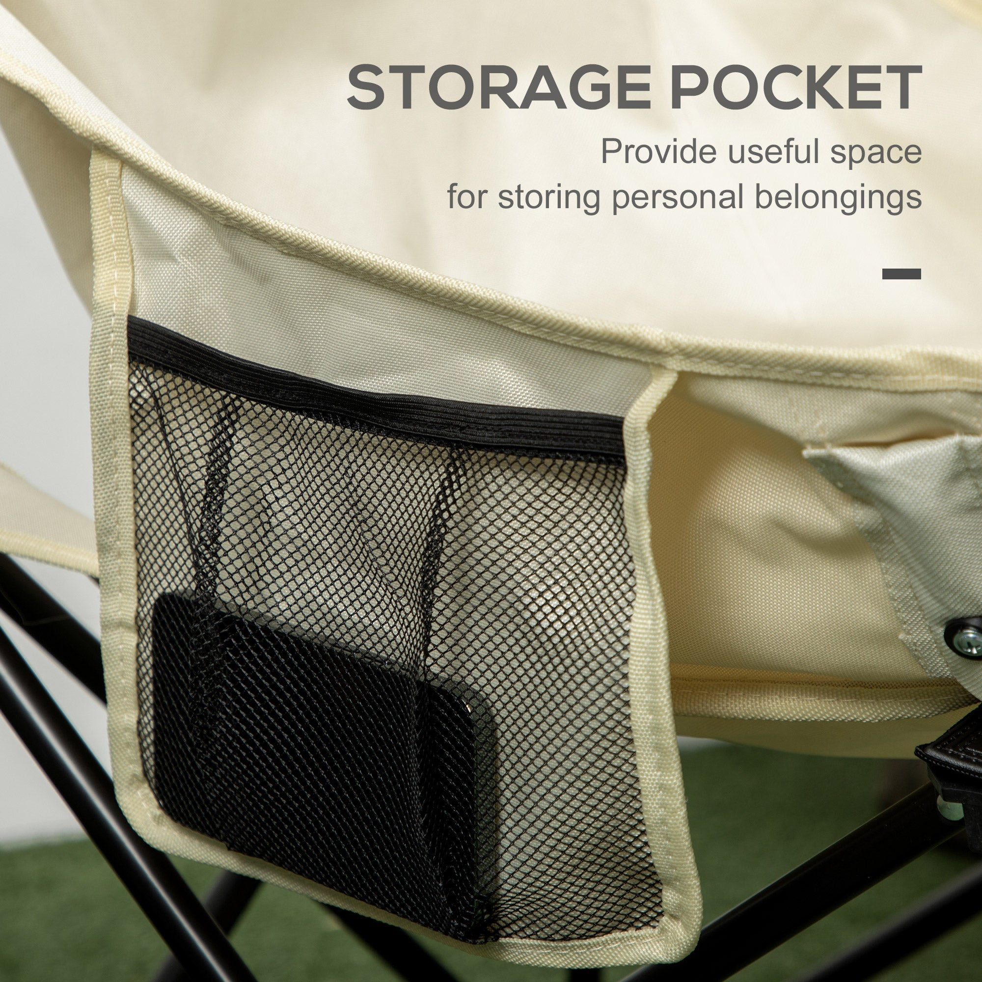 Outsunny Folding Camping Chair Lightweight Portable Chair for Outdoor Hiking Backpacking with Carry Bag Side Pocket White