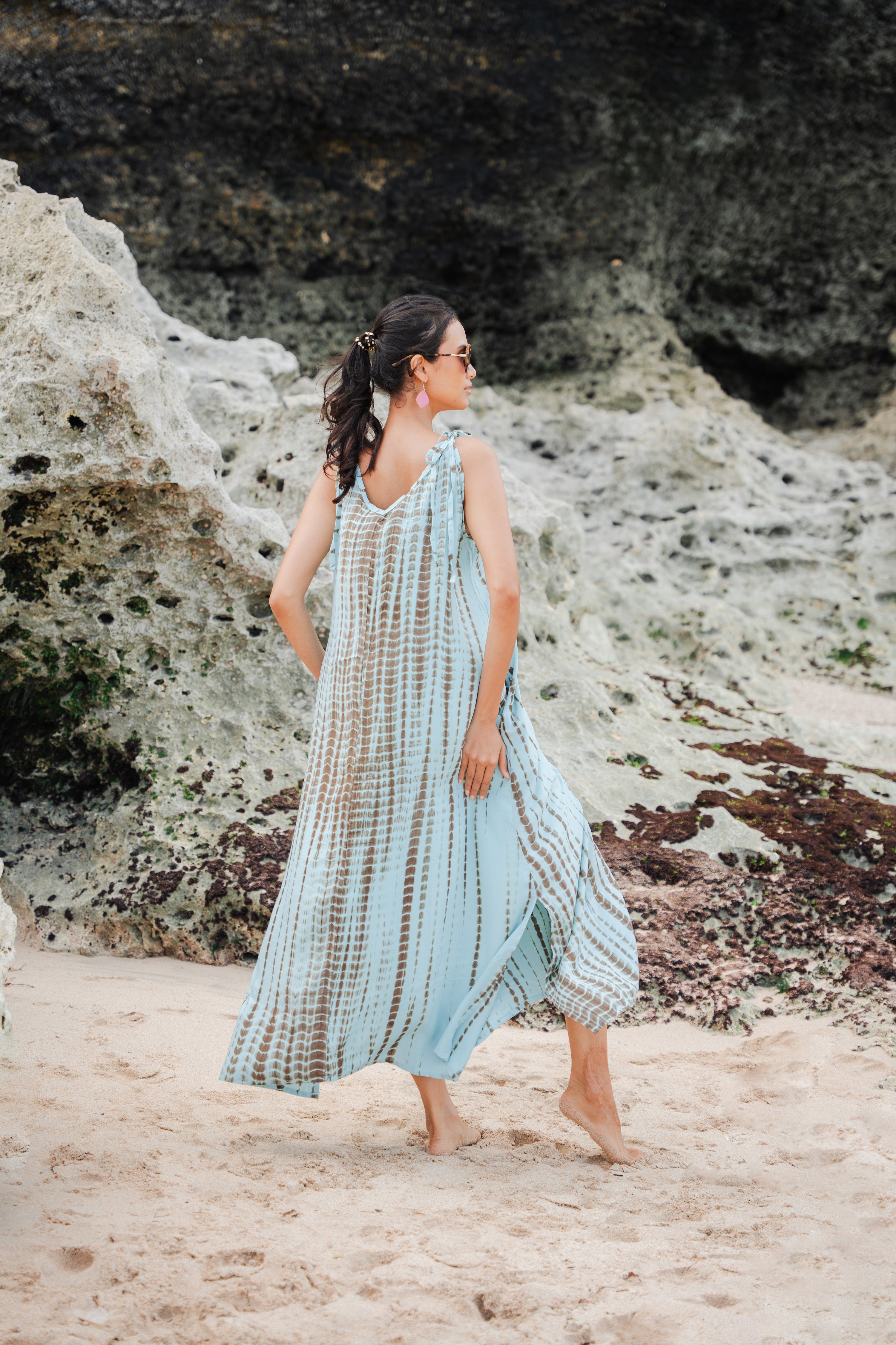 Simple Bone Tie Dye Dress - Mint