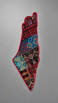 Palestine Map Wall Hanging | Tatreez Patchwork on Wood – Handmade Assembly