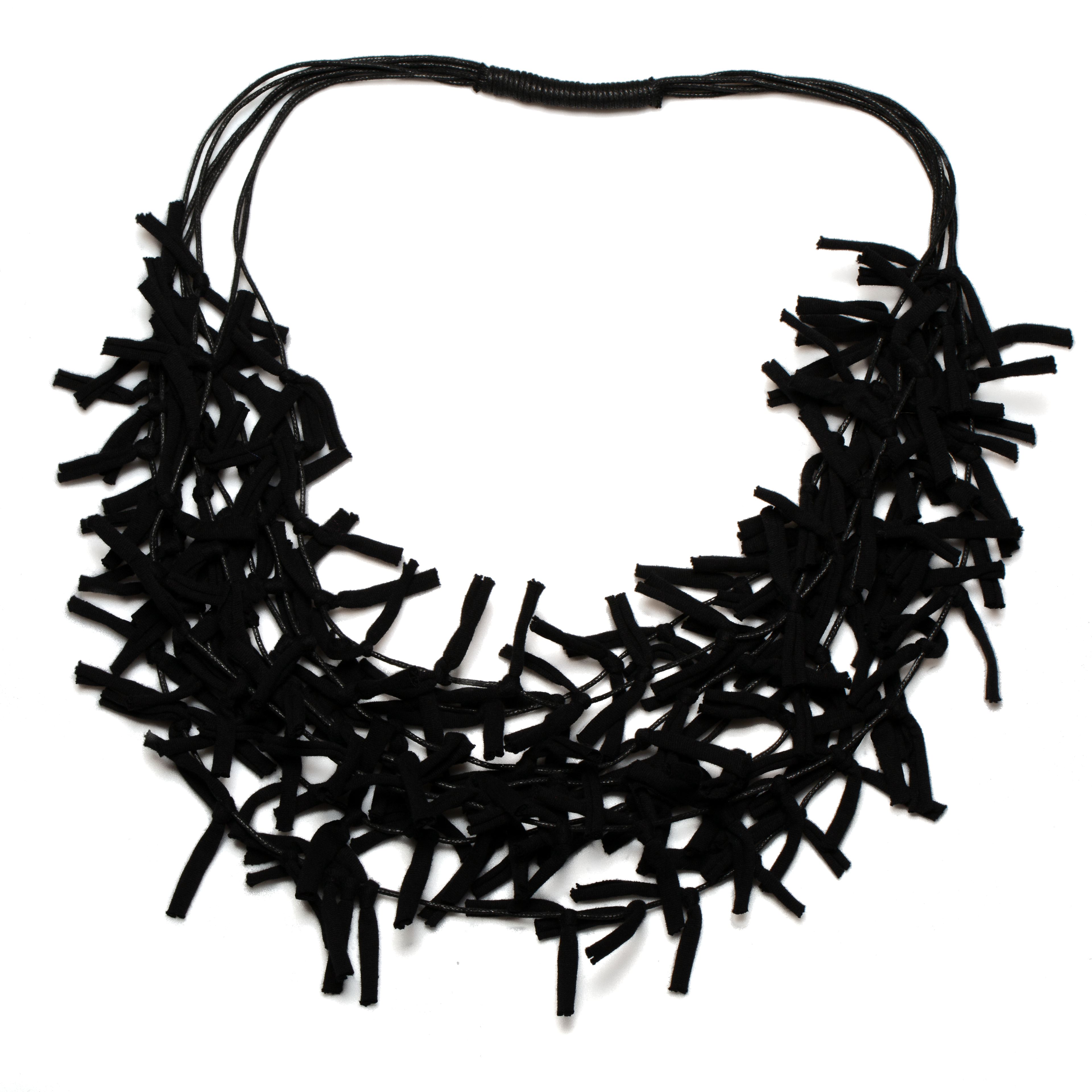 Multi Strand Knotted Fabric Necklace
