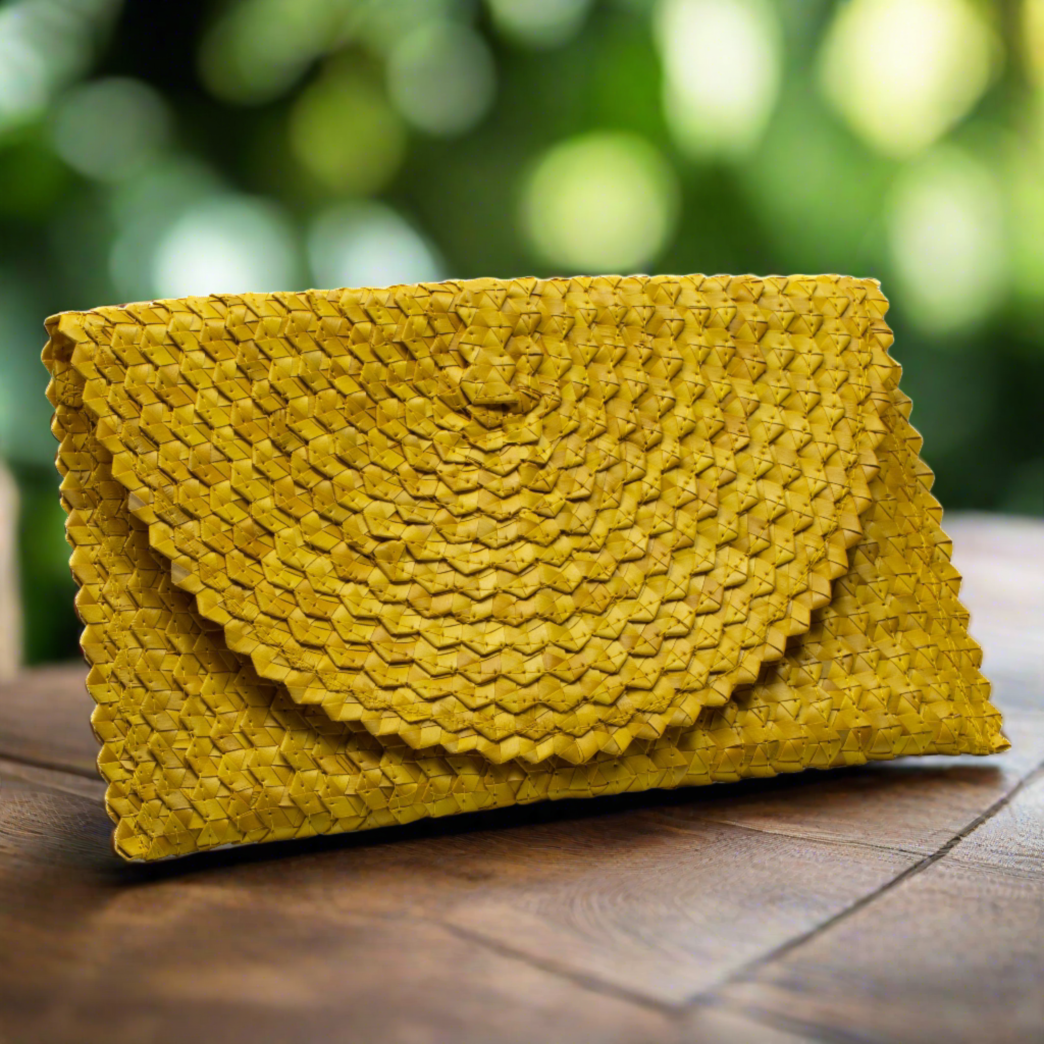 Pandan Leaf Clutch Purse - Yellow