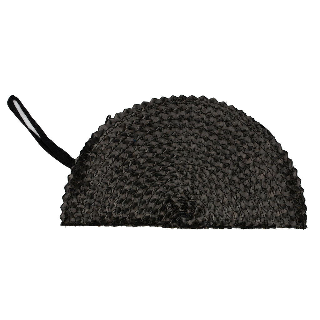 Pandan Leaf Half Moon Clutch Purse - Black