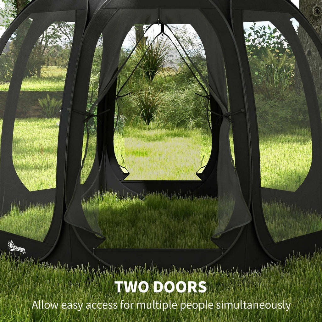 Outsunny 11' x 11.5' Screen Tent, Pop Up Camping Gazebo with Portable Carry Bag and 2 Doors, Black