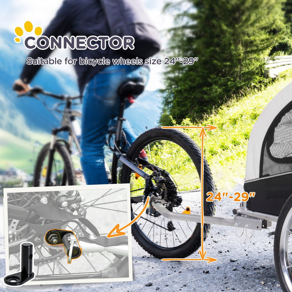 Aosom Elite II Dog Bike Trailer 2-In-1 Pet Stroller Cart Bicycle Wagon Cargo Carrier Attachment for Travel, White