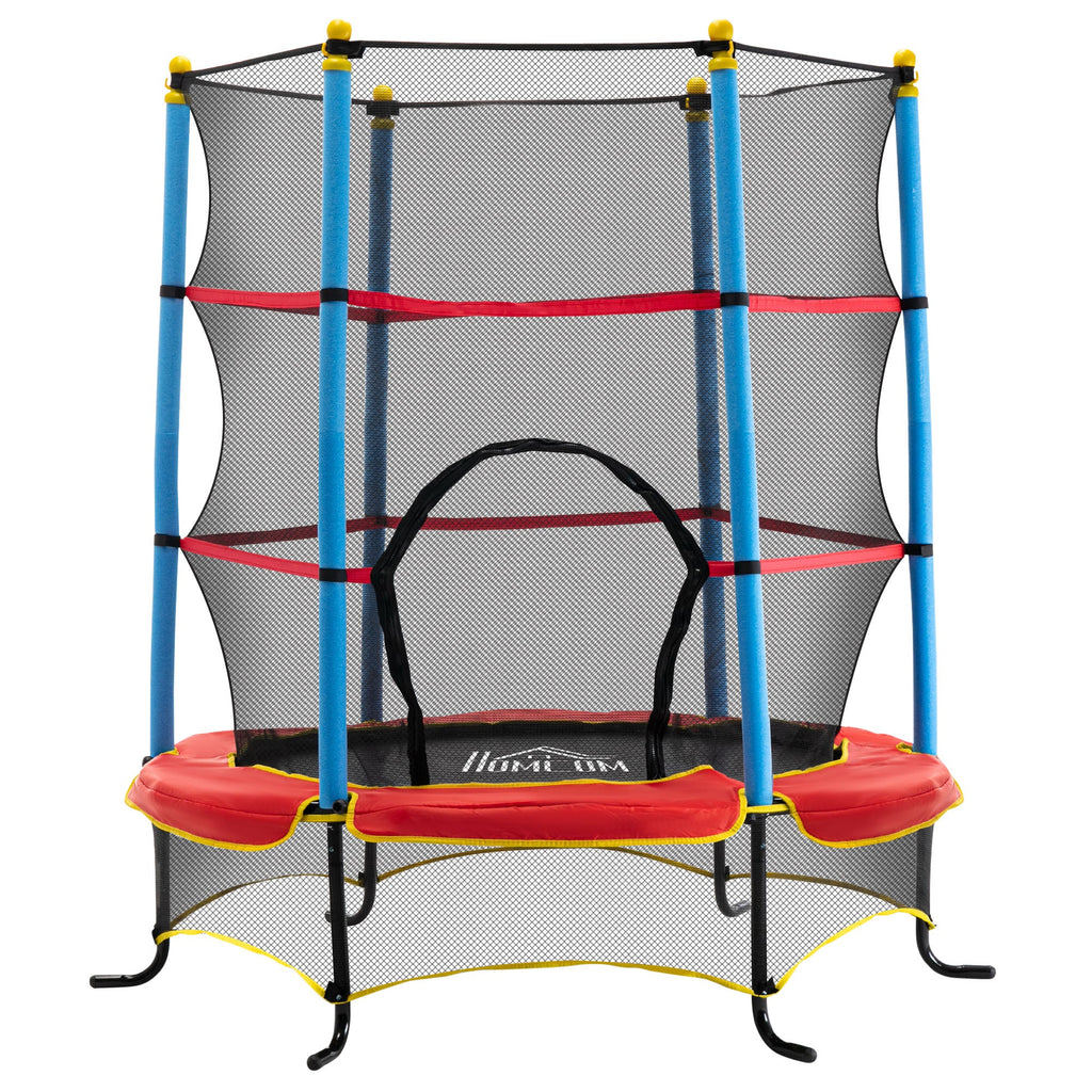Qaba 65" Kids Mini Trampoline Safety Enclosure Net Zipper Pad Indoor Outdoor Bouncer Exercise Toy 3-6 Years