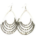 Beaded Hoop Earrings With Metalic Cubes