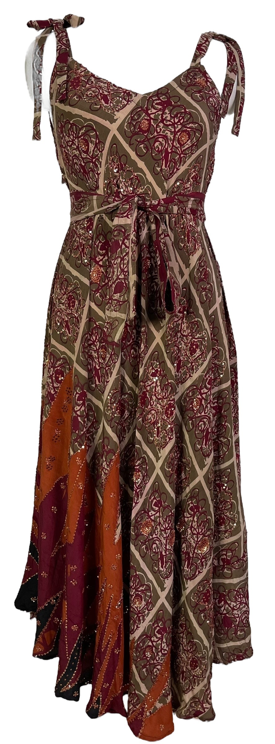 KERRI PRC7229 Avatar Pure Silk Maxi Dress with Belt