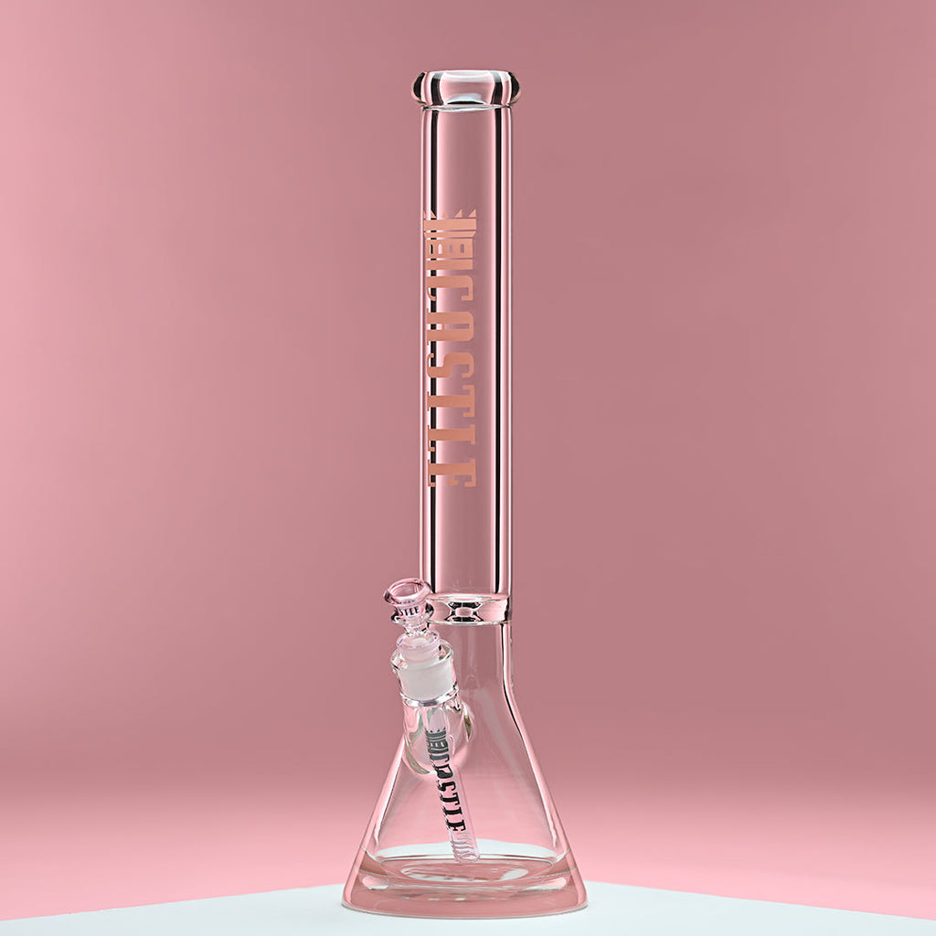 18" 9mm Thick Glass Beaker Bong with Colored Logo