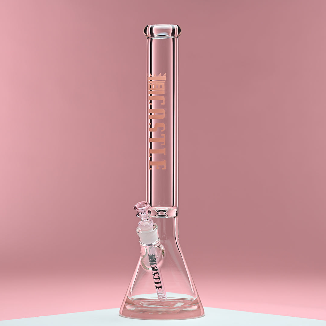 18" 9mm Thick Glass Beaker Bong with Colored Logo