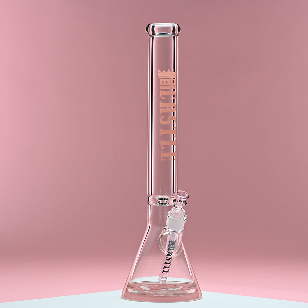 18" 9mm Thick Glass Beaker Bong with Colored Logo