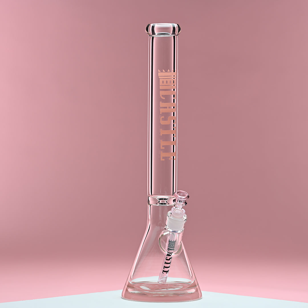18" 9mm Thick Glass Beaker Bong with Colored Logo