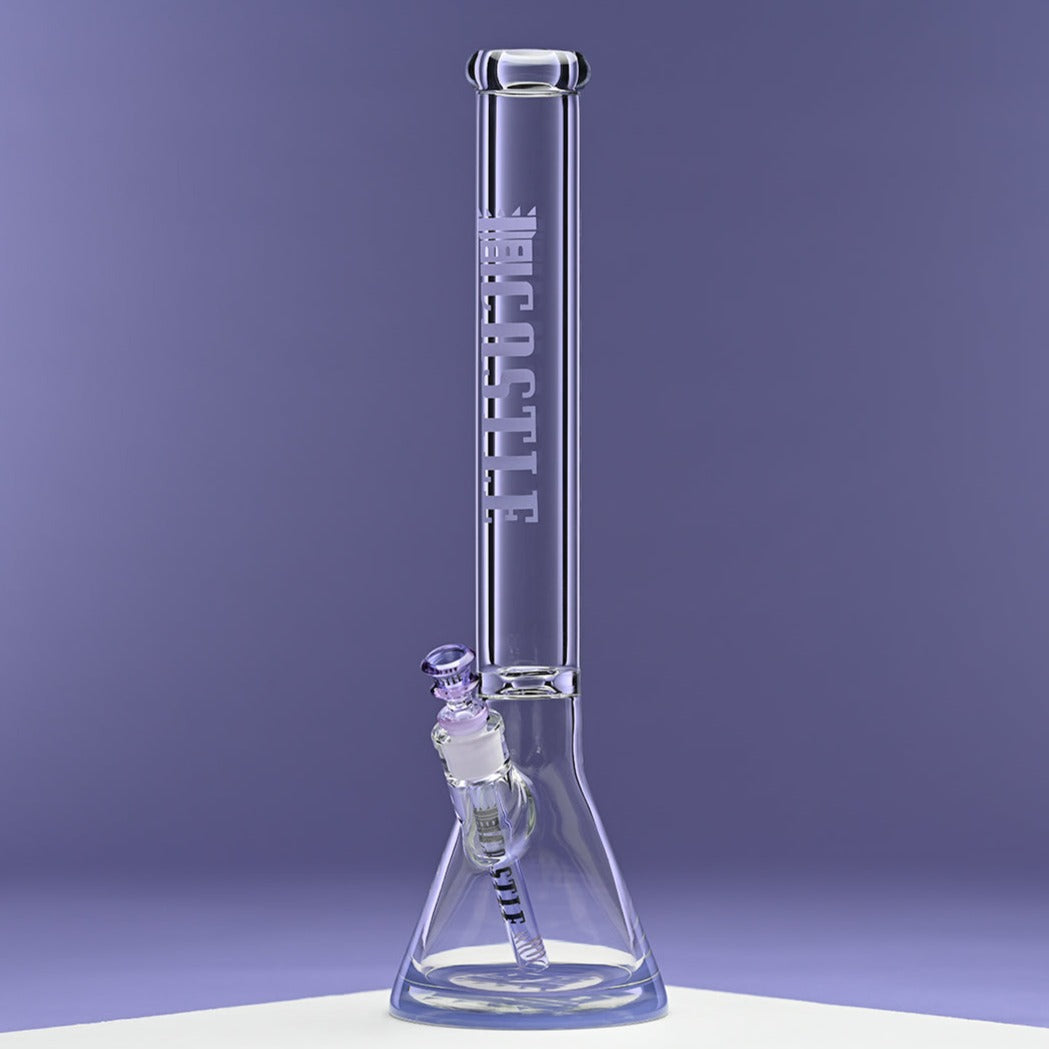 18" 9mm Thick Glass Beaker Bong with Colored Logo