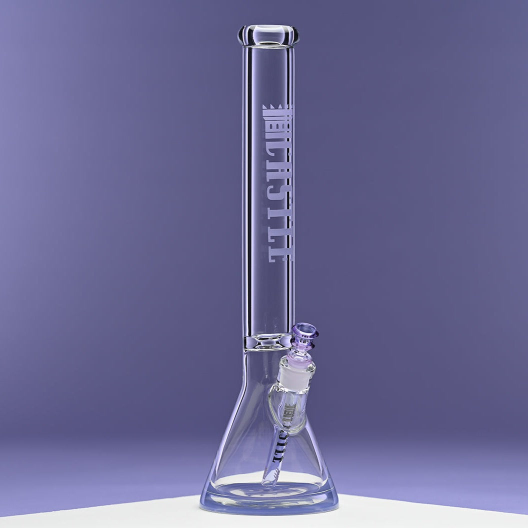 18" 9mm Thick Glass Beaker Bong with Colored Logo