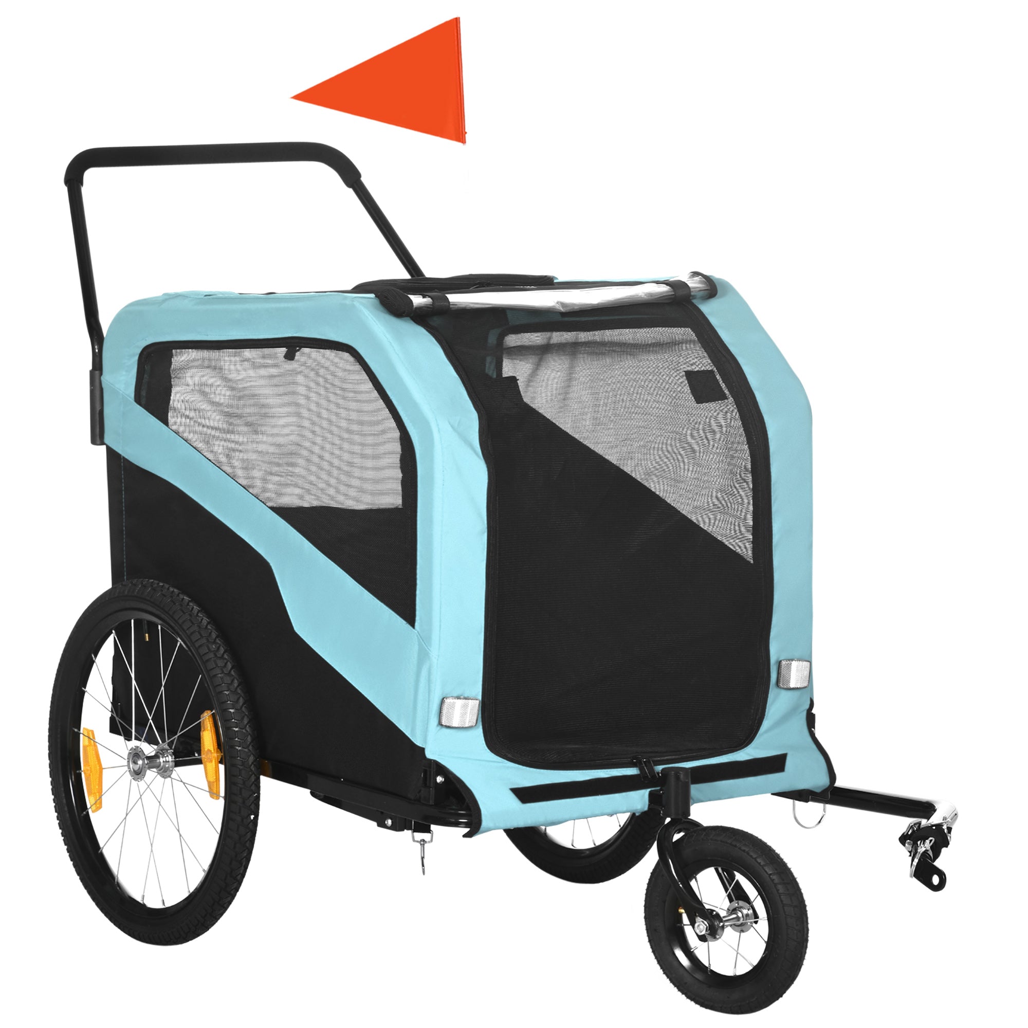 Aosom 2-in-1 Dog Bike Trailer for Large Dogs with Hitch, Quick-release Wheels, Foot Support, Pet Bicycle Cart Wagon Cargo Carrier, Blue