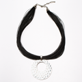 Beaten Disc Necklace On Multi Thread