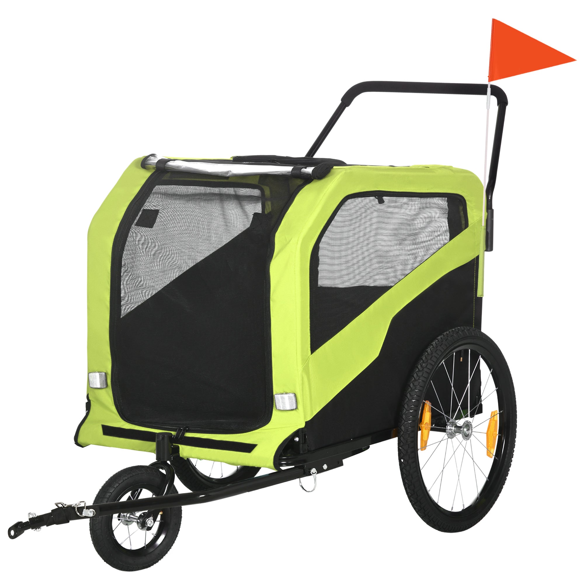 Aosom 2-in-1 Large Green Dog Bike Trailer Pet Carrier Stroller for Cycling Outdoor Travel