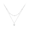 925 Sterling Silver Double Layer Heart Pendant Choker Necklace