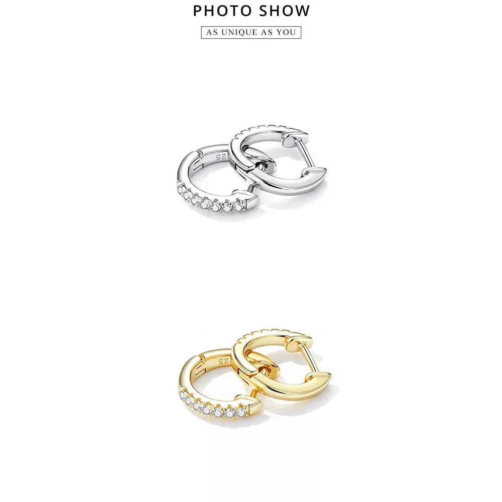 14K Gold Plated 925 Sterling Silver Cubic Zirconia Cuff Earrings - Trendy and Chic