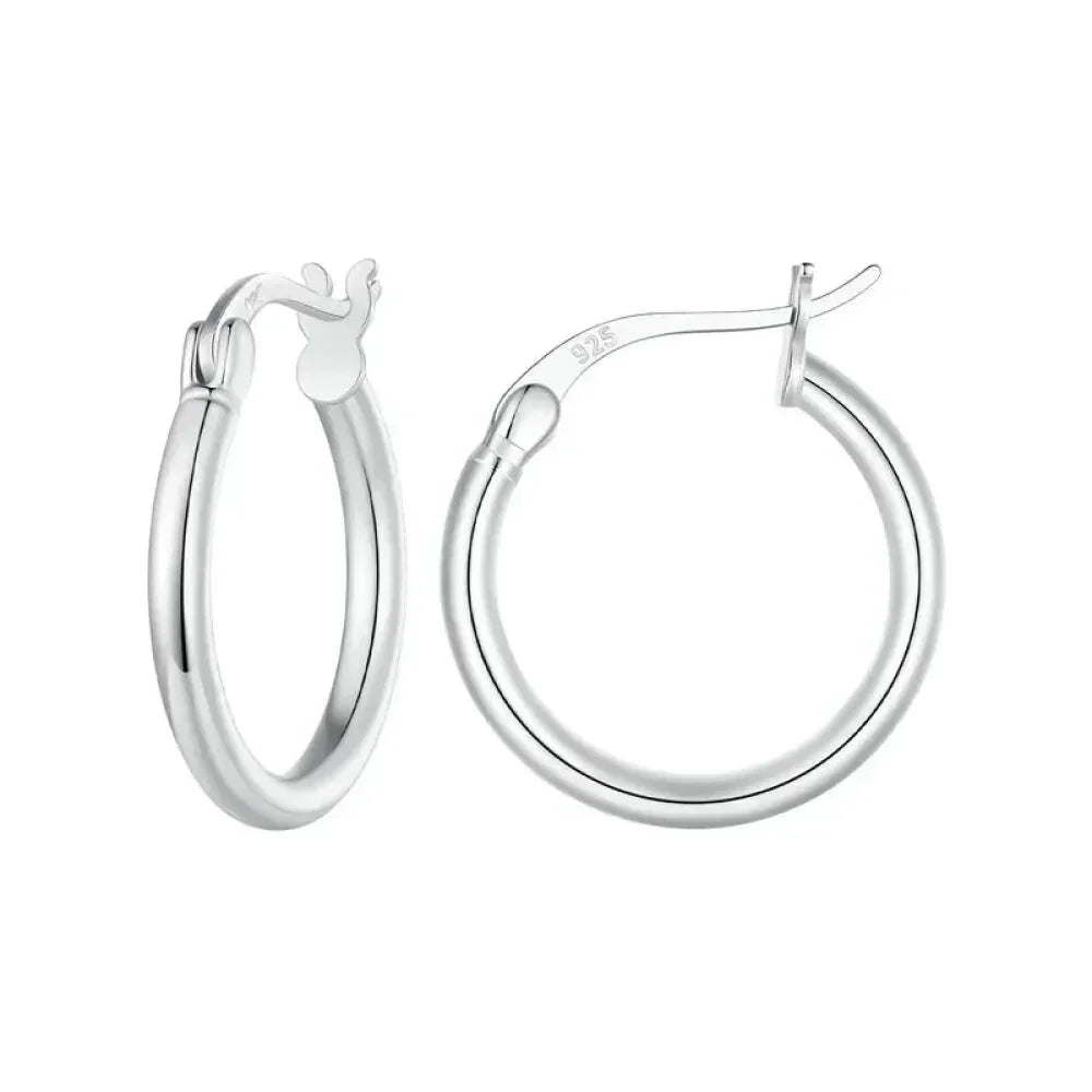 14K White Gold Plated 925 Sterling Silver Hoop Earrings | Hypoallergenic 24mm Hoops