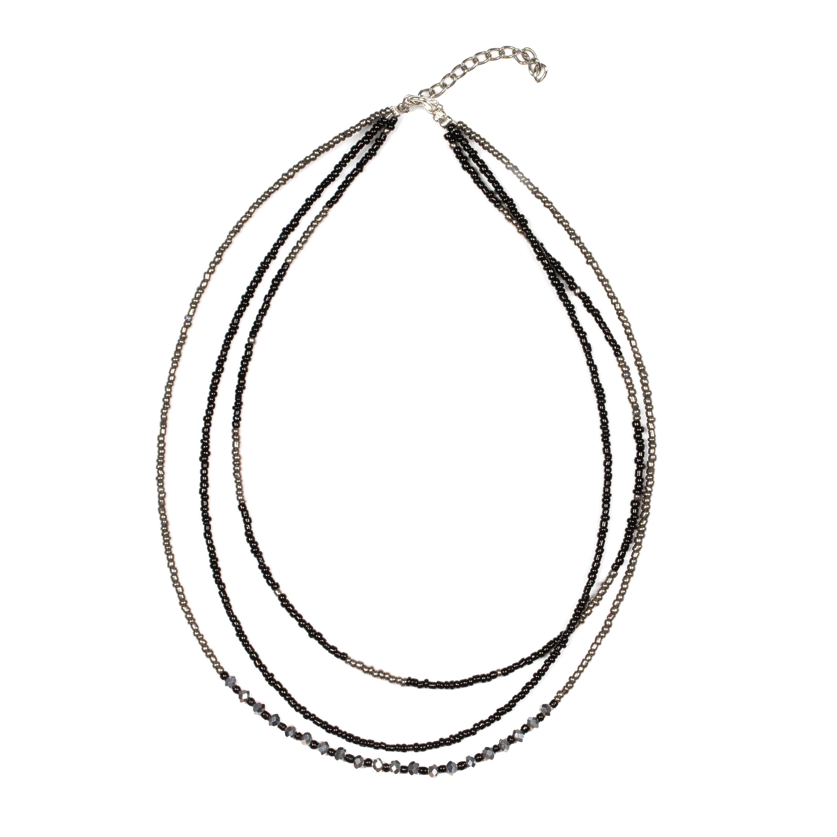 Triple Strand Necklace with Crystal Bead