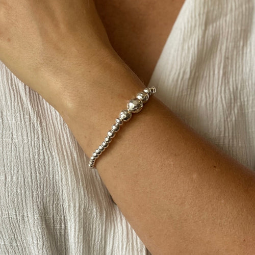 Beaded Bracelet In Silver Plate
