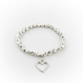 Heart Charm Nugget Bracelet in Silver Plate