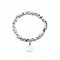 Beaten Circle Charm Nugget Bracelet in Silver Plate