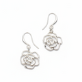 Rose Charm Earrings in Silver Plate