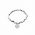 Rose Charm Nugget Bracelet in Silver Plate