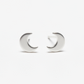 Moon Silver Plate Stud Earrings