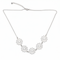 Five Flower Necklace In Silver Plate