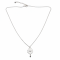 Single Flower Necklace In Silver Plate