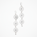 Triple Flower Drop Earrings In Silver Plate