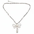 Dragonfly Necklace On Cube. Chain In Silver Plate