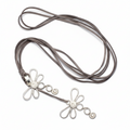 Double Dragonfly Necklace On Suede In Silver Plate