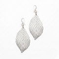 Large Leaf Earrings In Silver Plate