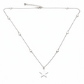 Star On Star Chain Necklace In Silver Plate